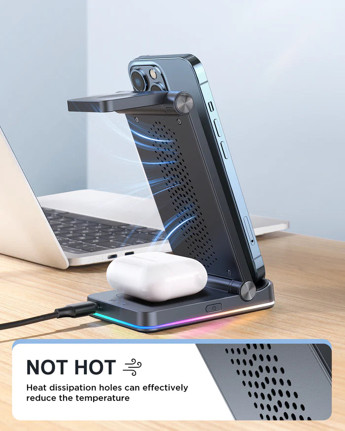 Joyroom Jr-wqn01 15w 3in1 Foldable Wireless Charging Station Joyroom Jr-wqn01 15w 3in1 Foldable Wireless Charging Station